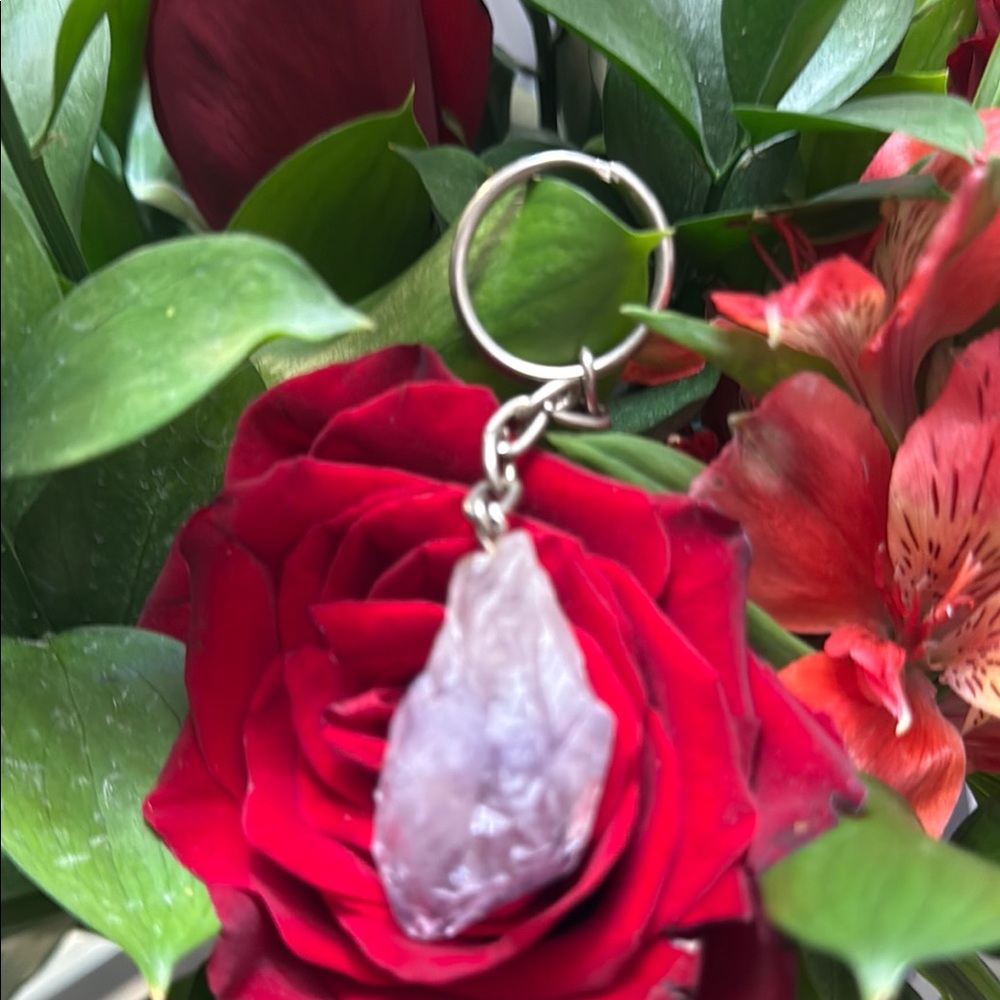 Amethyst Keychain with Silver Ring